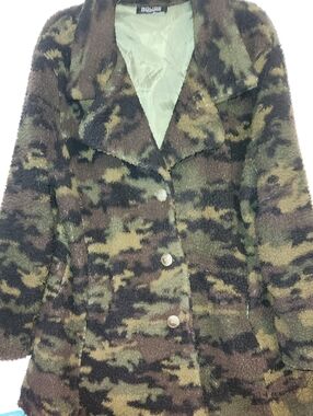 Rouge Helium Olive & Brown Camouflage Teddy Coat